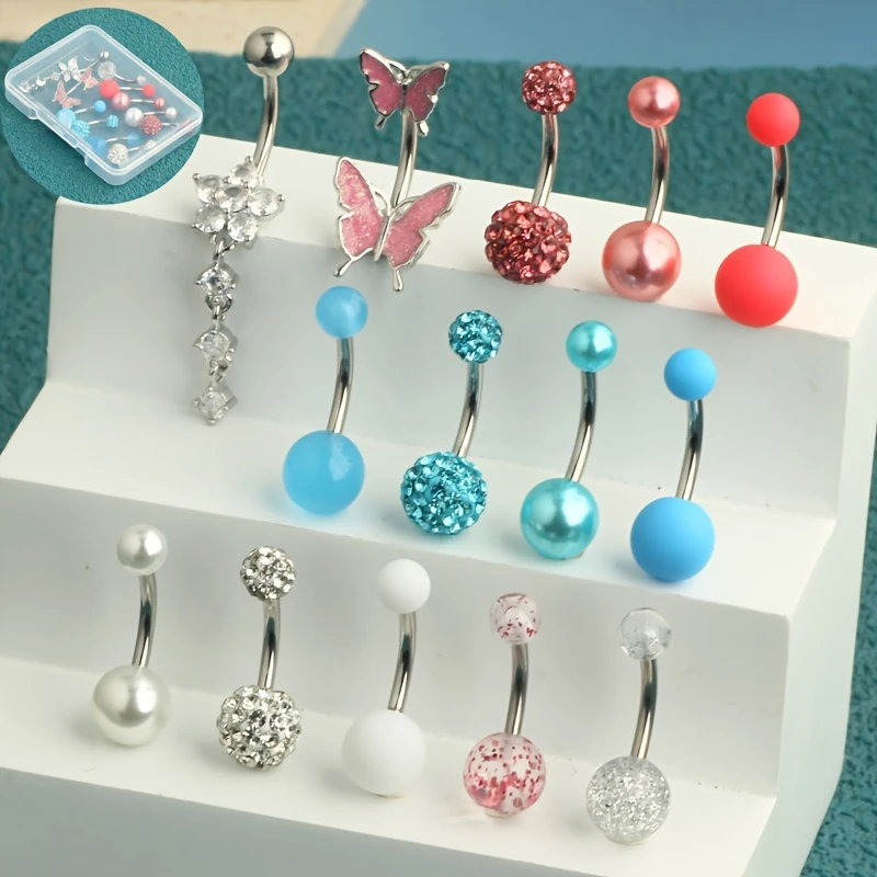 Body Jewelry Jewelry Box - 14 шт./кор. кольца для пупка, пирсинг