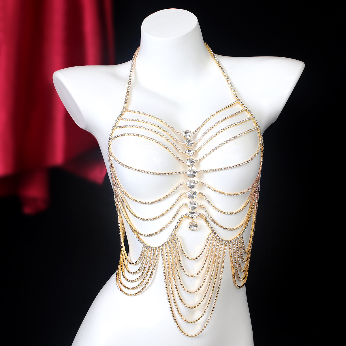 Body Jewelry Harness - Роскошная женская цепочка в полоску с