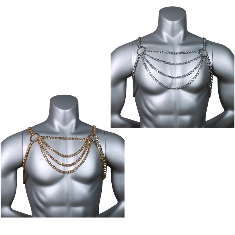 Body Jewelry Harness - Мужская сексуальная металлическая цепочка на грудь,