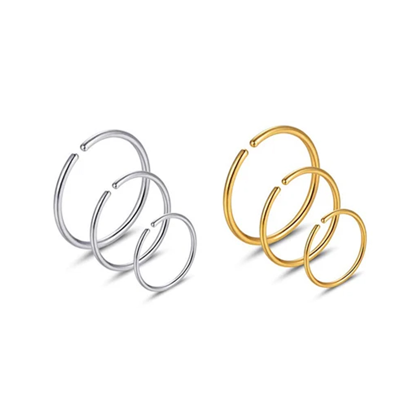 Body Jewelry Nose Ring - Набор из 6 гипоаллергенных колец для