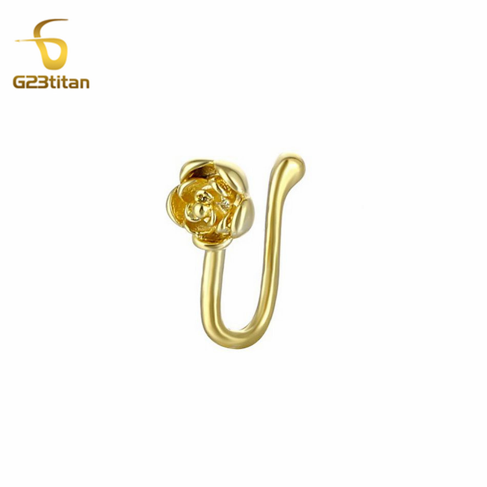 Body Jewelry Nose Ring - 1 шт. Золотистый U-образный клип-кольцо для