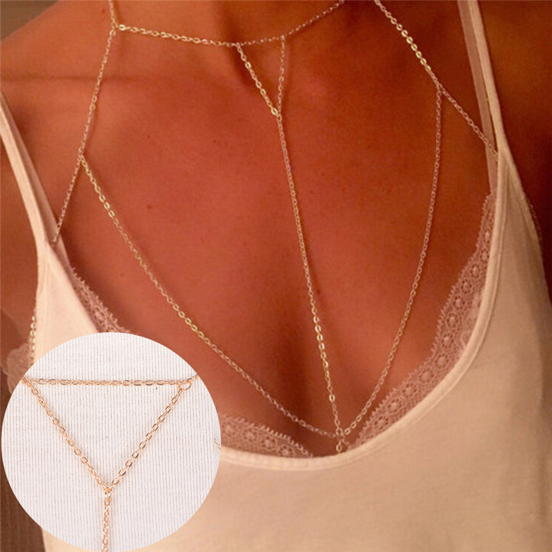 Женское многослойное колье с V – обзор и цена Body Jewelry Harness