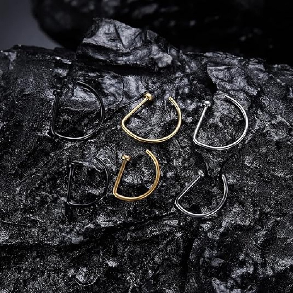 Набор из 4-х D-образных колец  – обзор и цена Body Jewelry Nose Ring