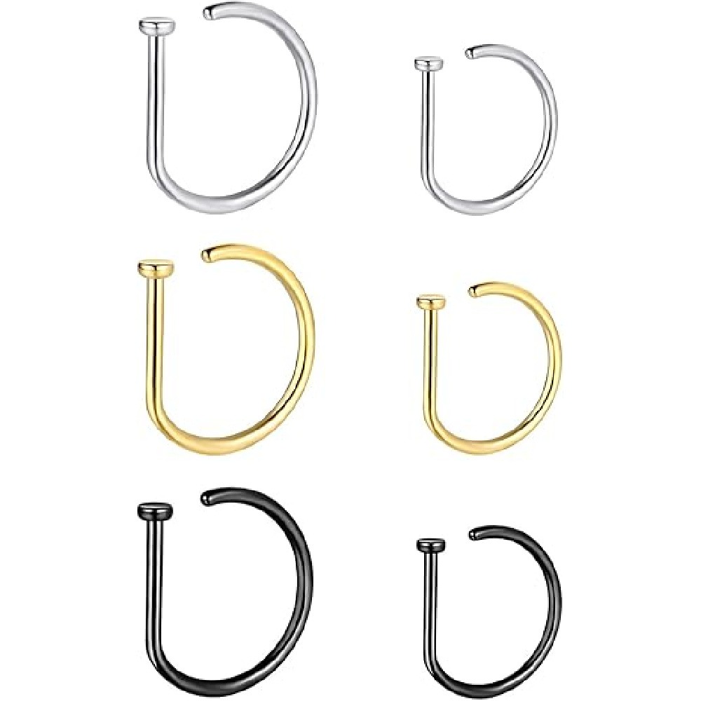 Набор из 4-х D-образных колец  – обзор и цена Body Jewelry Nose Ring